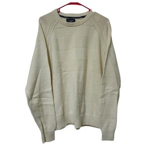 Lands End Drifter Knit Pull Over Sweater 100% Baumwolle Cream Preppy Mens XL